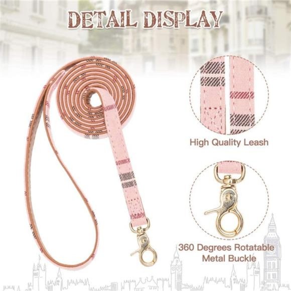 Bow Tie Dog Collar and Leash Set Classic Plaid - Picture 7 of 7